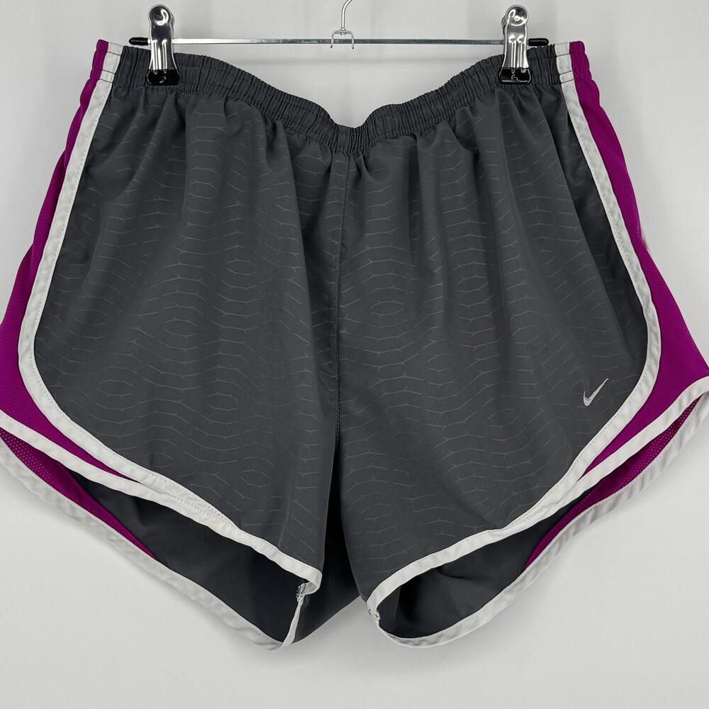 Nike FitDry Tempo Shorts Girls Large Gray Purple Running Colorblock Athletic